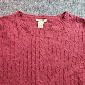 Maurices Womens Large Cable Knit Angora Wool Blend Sweater Burgundy